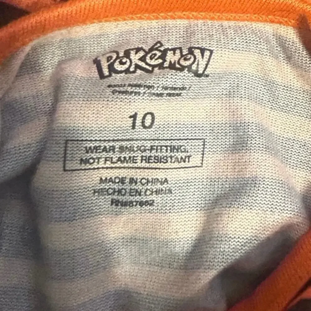 Pokémon Halloween Striped Pumpkin 2 Piece Matching Pajama Set - CHILD SIZE 10